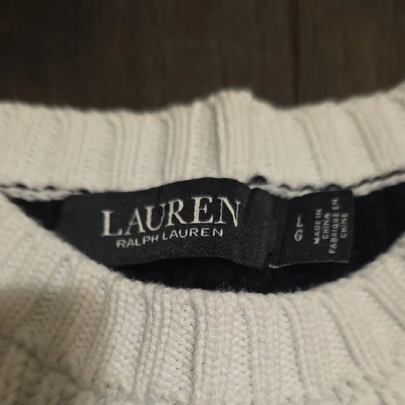 Ralph Lauren Black and White Striped Crewneck Sweater - Picture 2 of 4